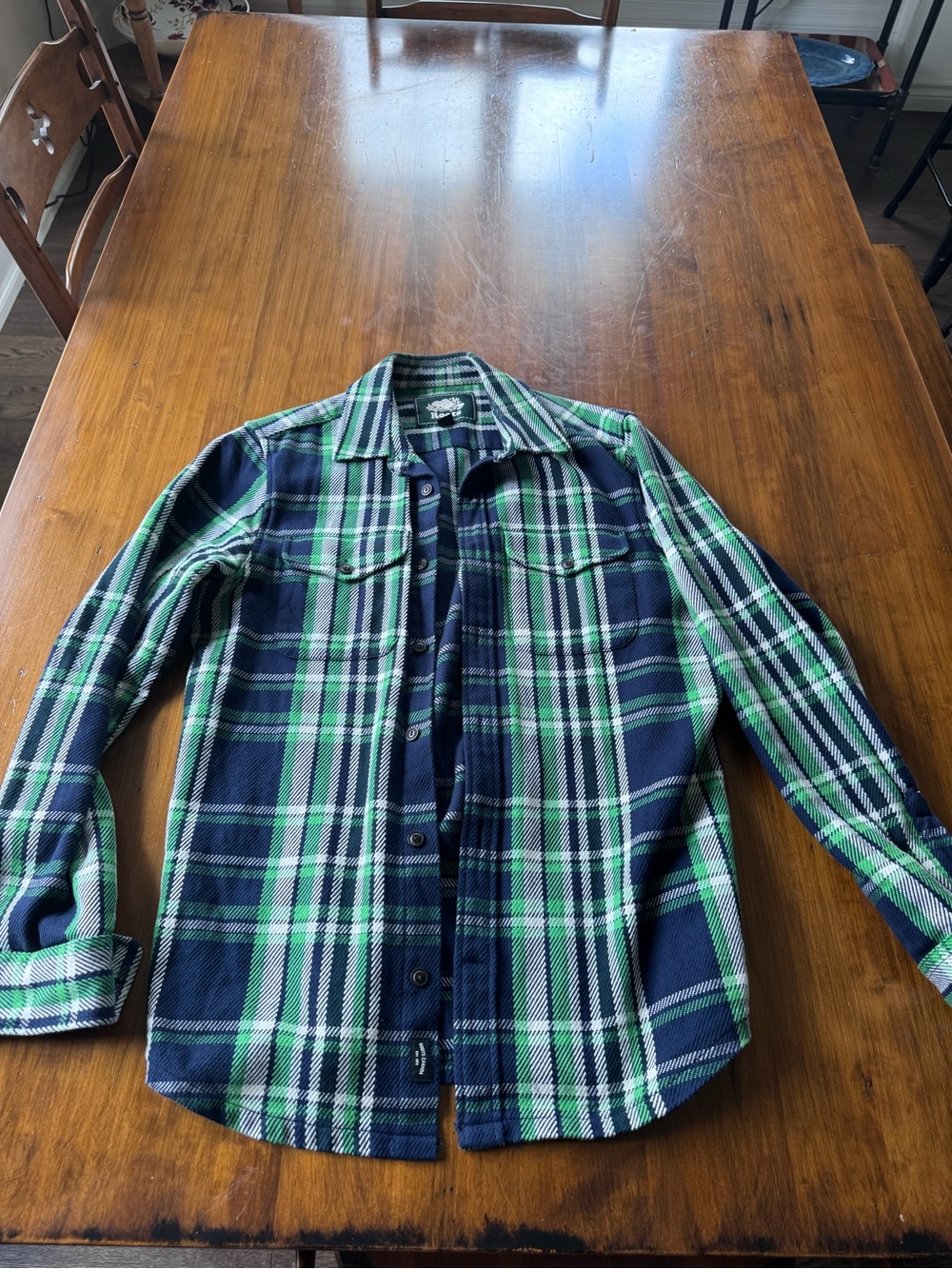 Roots Green & Navy Plaid Button-Down Shirt